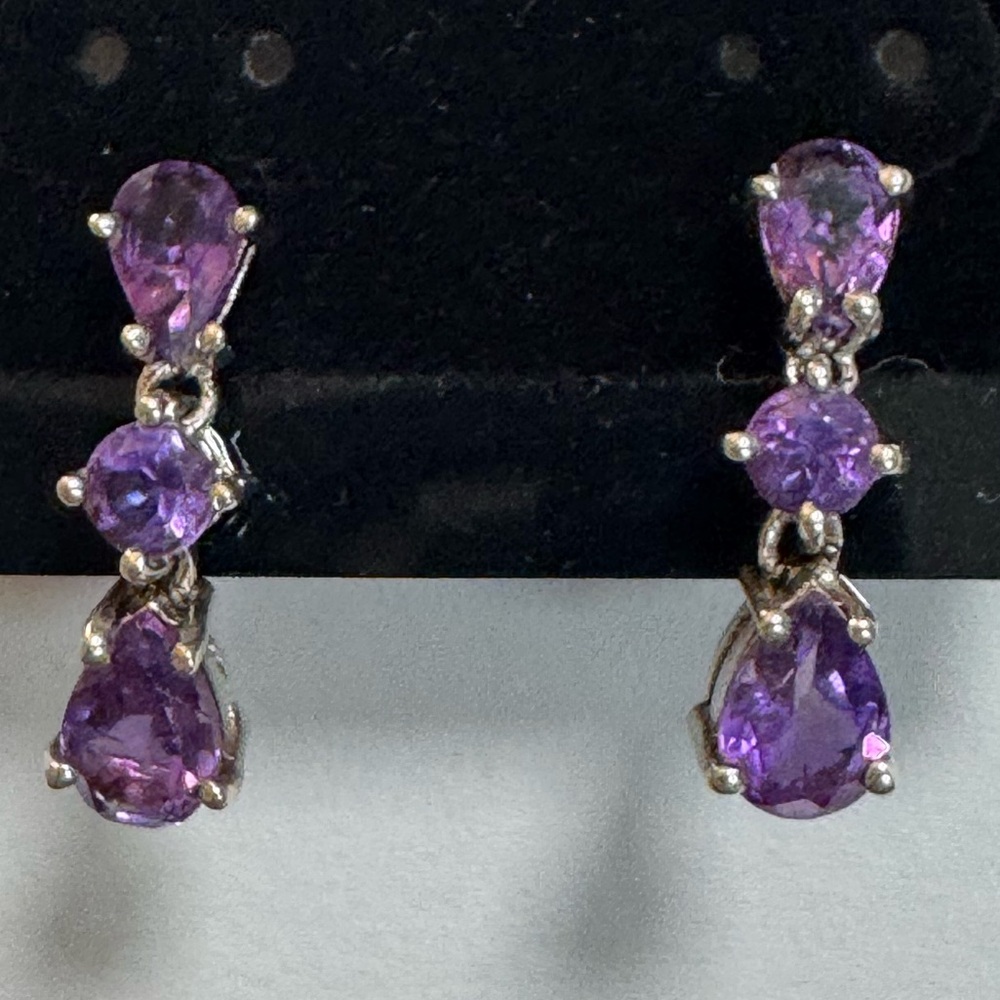 925 Amethyst Dangle Earrings - image 3
